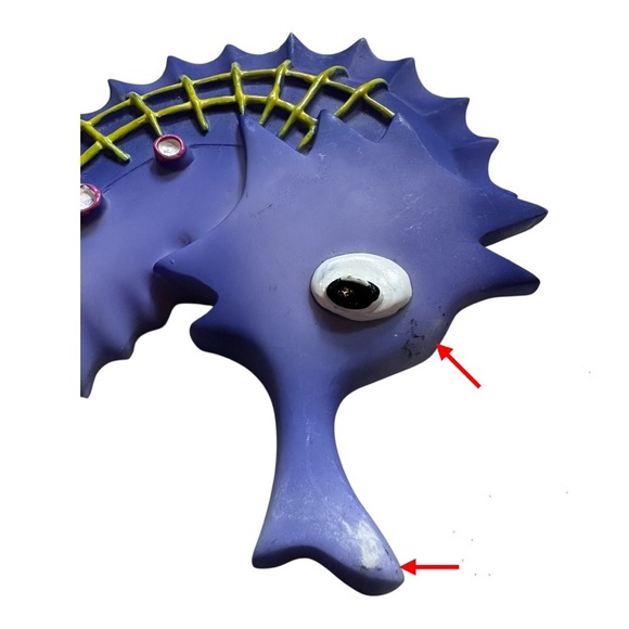 Y2K Fish & Ocean Themed Wall Decor Set of 9 Vibrant Tropical Painted Ceramic - Picture 12 of 16